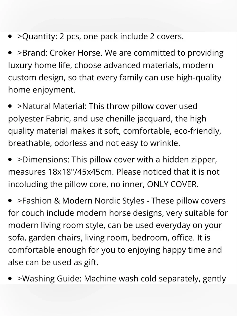 Croker Horse Chenille Jacquard Pillow Covers SQUARE 18x18” (2-pack) GRAY